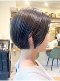 カールセミディシアカラー姫カットダークアッシュショート