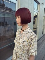 キーチェ 梅田中崎町(keych)&nbsp;切りっぱなしボブ/カシスレッド[中崎町/梅田駅］