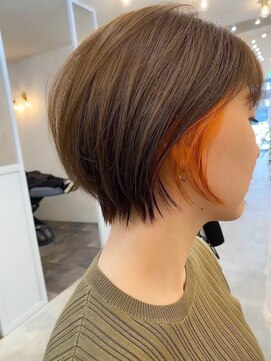 ロミー 本厚木(ROMMY.) 大人可愛いショートボブ◎ハイライトカラーテラコッタ髪質改善◎