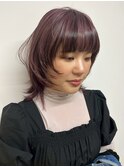 レイヤーカットミディアムヘア/ピンクブラウン/西千葉