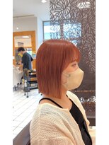 ラ ポルト ドゥ サワ(La Porte de SAWA)&nbsp;長野市美容室/小顔見せオレンジカラー×ミニボブで韓国風