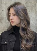 小顔効果◎結んでも可愛い大人レイヤー 【暗髪グレージュ】