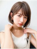 丸みミニボブ◎小顔×前下がりレイヤー大人可愛い春カラー