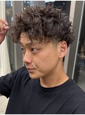 栄スパイキーショートパーマアップバングルーズショート短髪30代