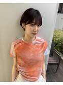 前髪あり耳掛け丸みくびれショートボブ20代30代40代50代60代