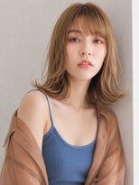 キース ヘアアンドメイク 恵比寿(kith. hair&make)&nbsp;透明感ベージュ/ミディアム/外ハネレイヤー/顔まわりカット