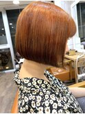Wカラー×オレンジブラウン×ミニボブ