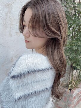 ティーヘア(t.hair) 韓国風小顔レイヤーカット/シースルーバング/アッシュベージュ