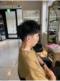 スパイキーショートツイストパーマショートアップバングフェード