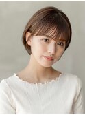 20代30代大人かわいい前髪パーマ小顔ショートボブグレーベージュ