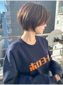 大人可愛い20代30代40代黒髪前下がりショートボブ丸みショート◎