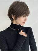 前髪あり耳掛け丸みくびれ大人ショートボブ20代30代40代50代＊