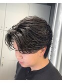 渋谷フェザーショートメンズマッシュウルフセンターパートカット