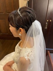 花嫁 ベール ルーズ 毛流れ 綺麗 シニヨン ヘアアレンジ