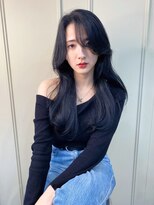 ブルーブラックワンホン韓国ヘア