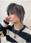 メンズカット/韓国マッシュウルフ/インナーカラーセンターパート