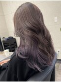 ラベンダーカラー インナーカラー ロング アッシュ 透明感