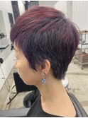 □デザインカラーレイヤーカットウェットヘアオリーブベージュ