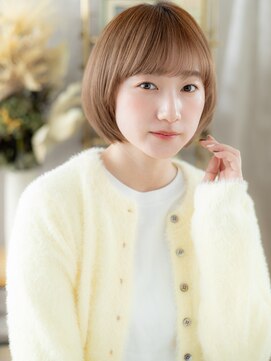 カバーヘア ブリス 川口(COVER HAIR bliss) 切りっぱなしナチュラルぱっつん前髪丸みボブa川口20代30代40代