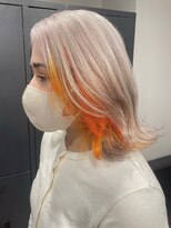 ベレーザ 渋谷神南(Beleza)&nbsp;3196ブリーチ＆インナーカラーアプリコットオレンジレイヤーボブ