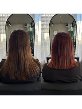 切りっぱなし&ピンクカラー