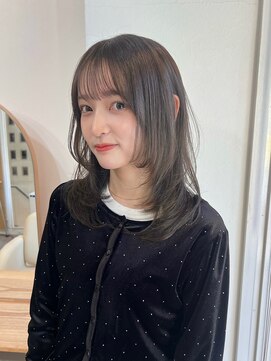 ミディアムレイヤー/暗髪/韓国/広島/袋町