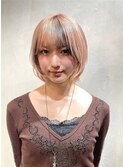 レイヤーボブ/切りっぱなしボブ/デザインカラー/髪質改善