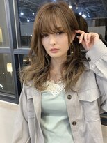【shige】アッシュブラウンネオウルフ毛先パーマ外ハネボブ