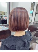 【aura】切りっぱなしボブ ピンクグレージュ