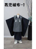 きものサロン すずめ屋&nbsp;レンタル番号　男児被布-1(グレー市松)