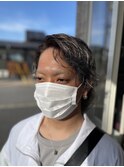 パーマ風でアッシュカラー