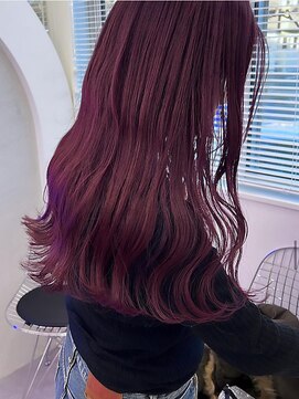 ミミヘアーガーデン(mimi hair garden) ケアブリーチ/カシスピンク/韓国風巻き髪ロング/10代20代30代