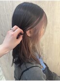 前髪インナーカラー　フェイスフレーミング　ピンクラベンダー
