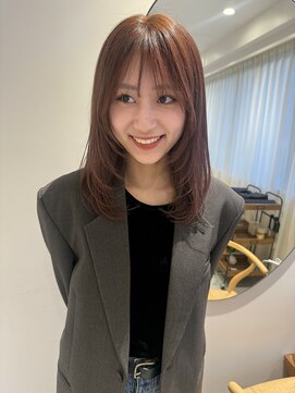 ノック(knock) 顔周りlayer cut ×暖色 beige☆／イルミナカラー／ベージュ