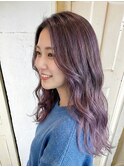 パープルハイライトで透明感UP＊セミロング