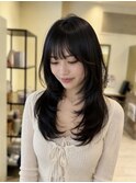 レイヤーカット　ハッシュカット　シースルーバング　髪質改善