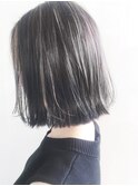 イメチェン小顔外ハネボブダークアッシュ大人可愛いハイライト