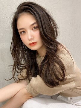 シルクレイ 吉祥寺店(Silk-lei) 顔型別ヘアスタイル前髪かきあげロングマロンベージュ代吉祥寺