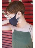 大人可愛い20代30代40代黒髪前下がりひし形小顔ボブ丸みショート
