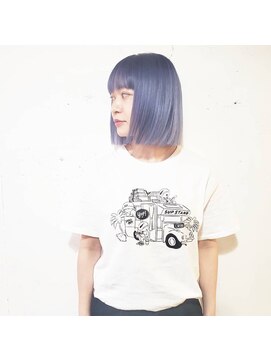 トリコ ヘアアンドケアスペース(trico hair&care space) ミニボブ/パープル/ぱっつん前髪/ハイトーンカラー