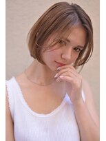 [エイチ原宿] 丸みショートボブ オレンジベージュ