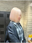 ホワイトブロンドケアブリーチハイトーンボブダブルブリーチ金髪