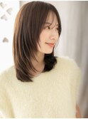 マロンベージュ前下がり大人美人顔周りレイヤースタイルY浦和