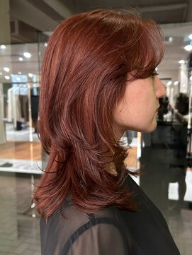ノラ ヘアーサロン(NORA HAIR SALON) 【大久保】ブリーチ1回レットオレンジカラーレイヤーカット