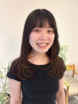 ケーツー 谷町(K-two) レイヤーカット*前髪カット*顔周り*セミロング*オリーブカラー