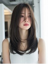 ダル 渋谷/表参道(DAL.)&nbsp;顔周りカットハッシュカットダークブラウンワンホンレイヤー韓国