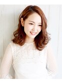 マロンブラウン◆柔らかウェーブ/外巻きパーマ風◎20代30代
