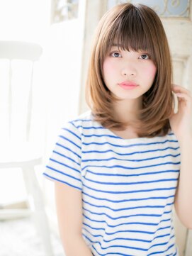 ブルー(BLUE) *CUORE水戸*切りっぱなしストカール透け感ナチュラルストレートb