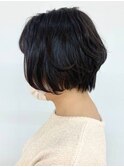 黒髪/グラボブ/小顔/ショート/暗めカラー/30代40代50代/白髪染め