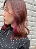 イヤリングカラーボルドーピンク_コンマヘア